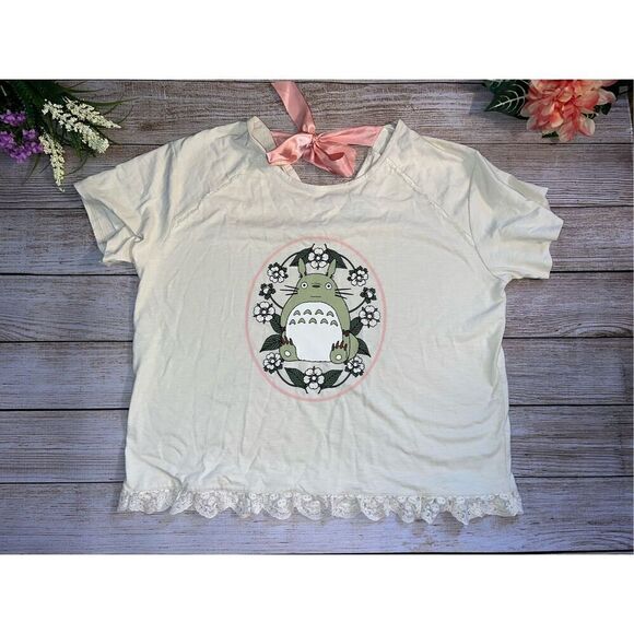 Studio Ghibli My Neighbor Totoro Pink Bow Girls T-Shirt Plus Size 1 - Picture 2 of 7